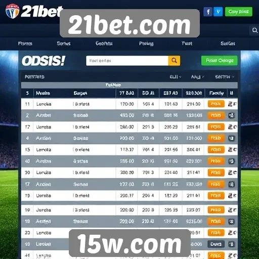 Comparação de odds no site 21bet.com